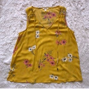 NWOT Maurices Floral Yellow Tank Top w/ Tassles